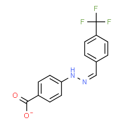 ChemSpider 2D Image | 4-{(2Z)-2-[4-(Trifluoromethyl)benzylidene]hydrazino}benzoate | C15H10F3N2O2