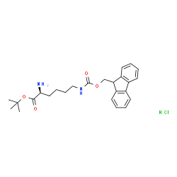 ChemSpider 2D Image | 2-Methyl-2-propanyl N~6~-[(9H-fluoren-9-ylmethoxy)carbonyl]-L-lysinate hydrochloride (1:1) | C25H33ClN2O4