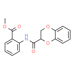 ChemSpider 2D Image | Methyl 2-[(2,3-dihydro-1,4-benzodioxin-2-ylcarbonyl)amino]benzoate | C17H15NO5