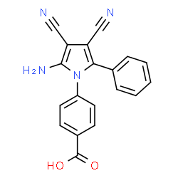 ChemSpider 2D Image | 4-(2-Amino-3,4-dicyano-5-phenyl-1H-pyrrol-1-yl)benzoic acid | C19H12N4O2