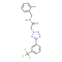 ChemSpider 2D Image | N-Methyl-N-(2-methylbenzyl)-2-{5-[3-(trifluoromethyl)phenyl]-2H-tetrazol-2-yl}acetamide | C19H18F3N5O
