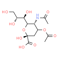 ChemSpider 2D Image | (4xi)-5-Acetamido-4-O-acetyl-3,5-dideoxy-6-[(1R,2R)-1,2,3-trihydroxypropyl]-beta-L-glycero-hex-2-ulopyranosonic acid | C13H21NO10