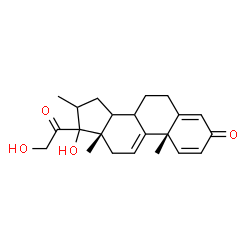 ChemSpider 2D Image | (8xi,14xi,17xi)-17,21-Dihydroxy-16-methylpregna-1,4,9(11)-triene-3,20-dione | C22H28O4