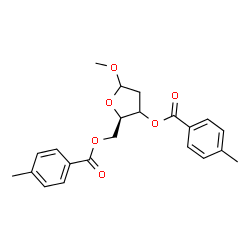 ChemSpider 2D Image | Methyl (3xi)-2-deoxy-3,5-bis-O-(4-methylbenzoyl)-D-glycero-pentofuranoside | C22H24O6