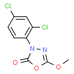 ChemSpider 2D Image | 3-(2,4-Dichlorophenyl)-5-methoxy-1,3,4-oxadiazol-2(3H)-one | C9H6Cl2N2O3