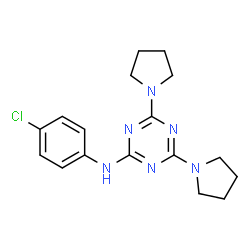 ChemSpider 2D Image | N-(4-Chlorophenyl)-4,6-di(1-pyrrolidinyl)-1,3,5-triazin-2-amine | C17H21ClN6