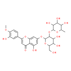 ChemSpider 2D Image | 5-Hydroxy-2-(3-hydroxy-4-methoxyphenyl)-4-oxo-4H-chromen-7-yl 2-O-(6-deoxyhexopyranosyl)hexopyranoside | C28H32O15