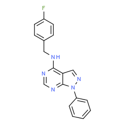 ChemSpider 2D Image | N-(4-Fluorobenzyl)-1-phenyl-1H-pyrazolo[3,4-d]pyrimidin-4-amine | C18H14FN5