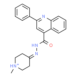 ChemSpider 2D Image | 1-Methyl-4-{[(2-phenyl-4-quinolinyl)carbonyl]hydrazono}piperidinium | C22H23N4O