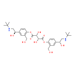 ChemSpider 2D Image | Bis[2-(hydroxymethyl)-4-{(1R)-1-hydroxy-2-[(2-methyl-2-propanyl)amino]ethyl}phenyl] (2R,3R)-2,3-dihydroxysuccinate | C30H44N2O10