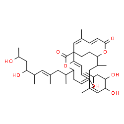 ChemSpider 2D Image | (9Z)-12-[(4E)-7,9-Dihydroxy-4,6-dimethyl-4-decen-2-yl]-7,9-dimethyl-2-oxooxacyclododec-9-en-6-yl (2E,4Z,6E,8E,10Z)-12,13,15-trihydroxy-4,6,10-trimethyl-2,4,6,8,10-hexadecapentaenoate | C44H70O9