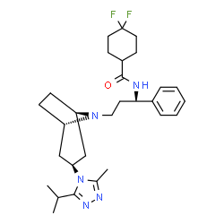 ChemSpider 2D Image | 4,4-Difluoro-N-{3-[(3-exo)-3-(3-isopropyl-5-methyl-4H-1,2,4-triazol-4-yl)-8-azabicyclo[3.2.1]oct-8-yl]-1-phenylpropyl}cyclohexanecarboxamide | C29H41F2N5O