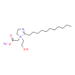 ChemSpider 2D Image | Acetate, 2-[4,5-dihydro-1-(2-hydroxyethyl)-2-undecyl-1H-imidazolium-1-yl]-, sodium salt (1:1) | C18H34N2NaO3