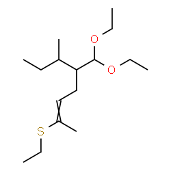 ChemSpider 2D Image | 5-(Diethoxymethyl)-2-(ethylsulfanyl)-6-methyl-2-octene | C16H32O2S