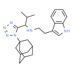 ChemSpider 2D Image | 1-[1-(Adamantan-1-yl)-1H-tetrazol-5-yl]-N-[2-(1H-indol-3-yl)ethyl]-2-methyl-1-propanamine | C25H34N6