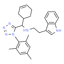ChemSpider 2D Image | N-[3-Cyclohexen-1-yl(1-mesityl-1H-tetrazol-5-yl)methyl]-2-(1H-indol-3-yl)ethanamine | C27H32N6