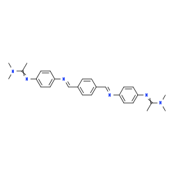 ChemSpider 2D Image | N',N''-{1,4-Phenylenebis[(E)methylylidene(E)azanylylidene-4,1-phenylene]}bis(N,N-dimethylethanimidamide) | C28H32N6