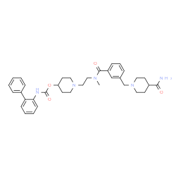 ChemSpider 2D Image | 1-{2-[{3-[(4-Carbamoyl-1-piperidinyl)methyl]benzoyl}(methyl)amino]ethyl}-4-piperidinyl 2-biphenylylcarbamate | C35H43N5O4