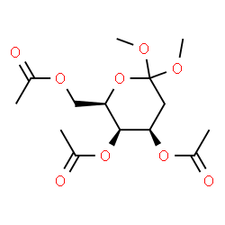ChemSpider 2D Image | (2R,3R,4R)-2-(Acetoxymethyl)-6,6-dimethoxytetrahydro-2H-pyran-3,4-diyl diacetate (non-preferred name) | C14H22O9