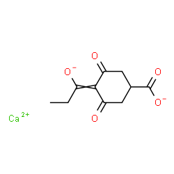 ChemSpider 2D Image | Calcium 4-(1-oxidopropylidene)-3,5-dioxocyclohexanecarboxylate | C10H10CaO5