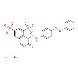 ChemSpider 2D Image | Disodium 7-oxo-8-({4-[(E)-phenyldiazenyl]phenyl}hydrazono)-7,8-dihydro-1,3-naphthalenedisulfonate | C22H14N4Na2O7S2