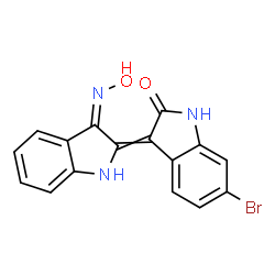 ChemSpider 2D Image | 6-Bromo-3-[(3Z)-3-(hydroxyimino)-1,3-dihydro-2H-indol-2-ylidene]-1,3-dihydro-2H-indol-2-one | C16H10BrN3O2