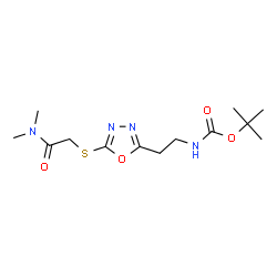 ChemSpider 2D Image | 2-Methyl-2-propanyl [2-(5-{[2-(dimethylamino)-2-oxoethyl]sulfanyl}-1,3,4-oxadiazol-2-yl)ethyl]carbamate | C13H22N4O4S