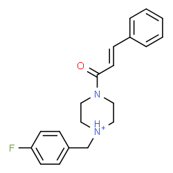 ChemSpider 2D Image | 1-(4-Fluorobenzyl)-4-[(2E)-3-phenyl-2-propenoyl]piperazin-1-ium | C20H22FN2O
