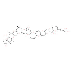 ChemSpider 2D Image | (2R,2'R,4S,5'S,6'S,9'S,10'S,17'Z,24'R,26'R,37'R,37a'S)-26'-[(1E,3S)-3,4-Dihydroxy-1-buten-1-yl]-2',5',9',10',37a'-pentamethyl-1',3',3a',4,4a',5,5',6',6a',9',10',10a',11a',12',12a',13a',14',14a',15a',1
6',19',19a',20a',22a',23a',24',24a',26',29',29a',30a',31',31a',32a',34a',35a',36',37',37a',38a'-tetracontahydro-2'H,3H-spiro[furan-2,8'-oxepino[2'''',3'''':5''',6''']pyrano[2''',3''':5'',6'']pyrano[2'
',3'':6',7']oxepino[2',3':6,7]oxepino[3,2-b]pyrano[2''''',3''''':6'''',7'''']oxepino[2'''',3'''':5''',6''']pyrano[2''',3''':7'',8'']oxocino[2'',3'':5',6']pyrano[2',3':6,7]oxepino[2,3-h]oxonine]-4,6',2
4',37'-tetrol (non-preferred name) | C60H86O19