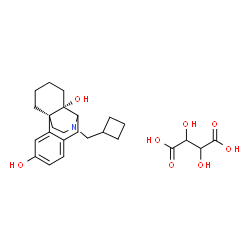 ChemSpider 2D Image | 17-(Cyclobutylmethyl)morphinan-3,14-diol 2,3-dihydroxysuccinate (1:1) | C25H35NO8