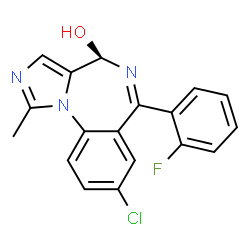 ChemSpider 2D Image | (4R)-8-Chloro-6-(2-fluorophenyl)-1-methyl-4H-imidazo[1,5-a][1,4]benzodiazepin-4-ol | C18H13ClFN3O