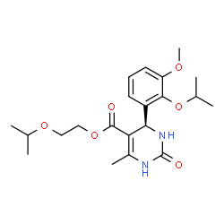 ChemSpider 2D Image | 2-Isopropoxyethyl (4R)-4-(2-isopropoxy-3-methoxyphenyl)-6-methyl-2-oxo-1,2,3,4-tetrahydro-5-pyrimidinecarboxylate | C21H30N2O6