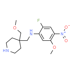 ChemSpider 2D Image | 2-Fluoro-5-methoxy-N-{[4-(methoxymethyl)-4-piperidinyl]methyl}-4-nitroaniline | C15H22FN3O4