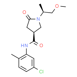 ChemSpider 2D Image | (3S)-N-(5-Chloro-2-methylphenyl)-1-[(2S)-1-methoxy-2-propanyl]-5-oxo-3-pyrrolidinecarboxamide | C16H21ClN2O3