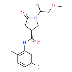 ChemSpider 2D Image | (3R)-N-(5-Chloro-2-methylphenyl)-1-[(2R)-1-methoxy-2-propanyl]-5-oxo-3-pyrrolidinecarboxamide | C16H21ClN2O3