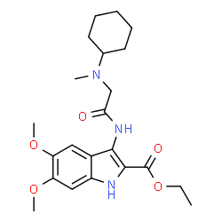 ChemSpider 2D Image | Ethyl 3-[(N-cyclohexyl-N-methylglycyl)amino]-5,6-dimethoxy-1H-indole-2-carboxylate | C22H31N3O5