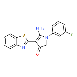 ChemSpider 2D Image | 5-Amino-4-(1,3-benzothiazol-2-yl)-1-(3-fluorophenyl)-1,2-dihydro-3H-pyrrol-3-one | C17H12FN3OS