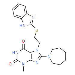 ChemSpider 2D Image | 8-(1-Azepanyl)-7-[2-(1H-benzimidazol-2-ylsulfanyl)ethyl]-3-methyl-3,7-dihydro-1H-purine-2,6-dione | C21H25N7O2S