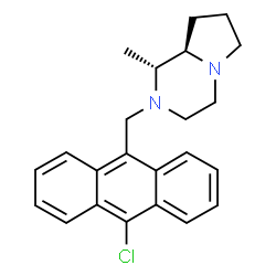 ChemSpider 2D Image | (1R,8aR)-2-[(10-Chloro-9-anthryl)methyl]-1-methyloctahydropyrrolo[1,2-a]pyrazine | C23H25ClN2
