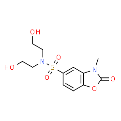 ChemSpider 2D Image | N,N-Bis(2-hydroxyethyl)-3-methyl-2-oxo-2,3-dihydro-1,3-benzoxazole-5-sulfonamide | C12H16N2O6S