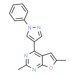 ChemSpider 2D Image | 2,6-dimethyl-4-(1-phenyl-4-pyrazolyl)furo[2,3-d]pyrimidine | C17H14N4O