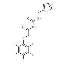 ChemSpider 2D Image | N-[(2-Furylmethyl)carbamoyl]-2-[(pentafluorophenyl)sulfanyl]acetamide | C14H9F5N2O3S