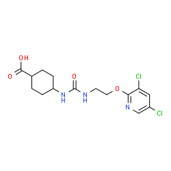 ChemSpider 2D Image | 4-[({2-[(3,5-Dichloro-2-pyridinyl)oxy]ethyl}carbamoyl)amino]cyclohexanecarboxylic acid | C15H19Cl2N3O4