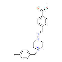 ChemSpider 2D Image | 4-{(E)-[4-(Methoxycarbonyl)benzylidene]amino}-1-(4-methylbenzyl)piperazin-1-ium | C21H26N3O2