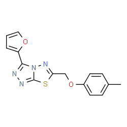 ChemSpider 2D Image | 3-Furan-2-yl-6-p-tolyloxymethyl-[1,2,4]triazolo[3,4-b][1,3,4]thiadiazole | C15H12N4O2S