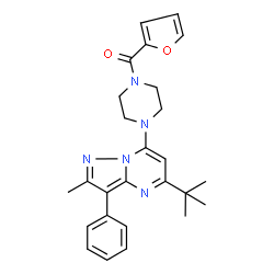 ChemSpider 2D Image | [4-(5-tert-Butyl-2-methyl-3-phenylpyrazolo[1,5-a]pyrimidin-7-yl)piperazin-1-yl](2-furyl)methanone | C26H29N5O2
