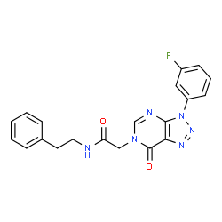 ChemSpider 2D Image | 2-[3-(3-Fluorophenyl)-7-oxo-3,7-dihydro-6H-[1,2,3]triazolo[4,5-d]pyrimidin-6-yl]-N-(2-phenylethyl)acetamide | C20H17FN6O2