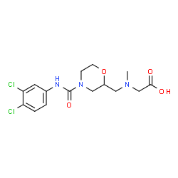 ChemSpider 2D Image | N-({4-[(3,4-Dichlorophenyl)carbamoyl]-2-morpholinyl}methyl)-N-methylglycine | C15H19Cl2N3O4