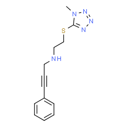 ChemSpider 2D Image | N-{2-[(1-Methyl-1H-tetrazol-5-yl)sulfanyl]ethyl}-3-phenyl-2-propyn-1-amine | C13H15N5S