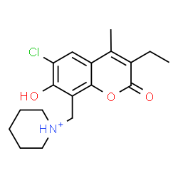 ChemSpider 2D Image | 1-[(6-Chloro-3-ethyl-7-hydroxy-4-methyl-2-oxo-2H-chromen-8-yl)methyl]piperidinium | C18H23ClNO3